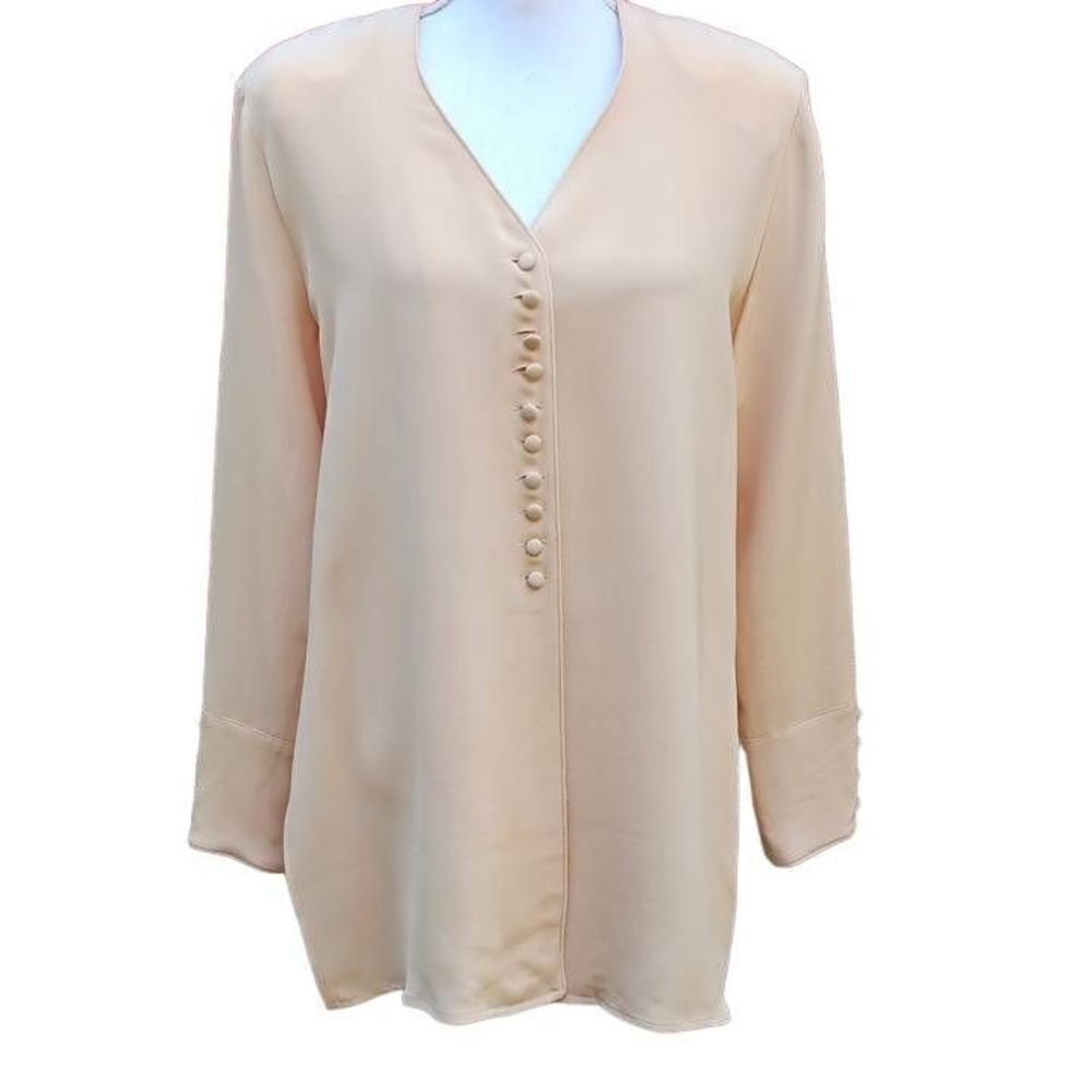 Caroline Kendrick 100% Silk Yellow Beige Blouse 12
